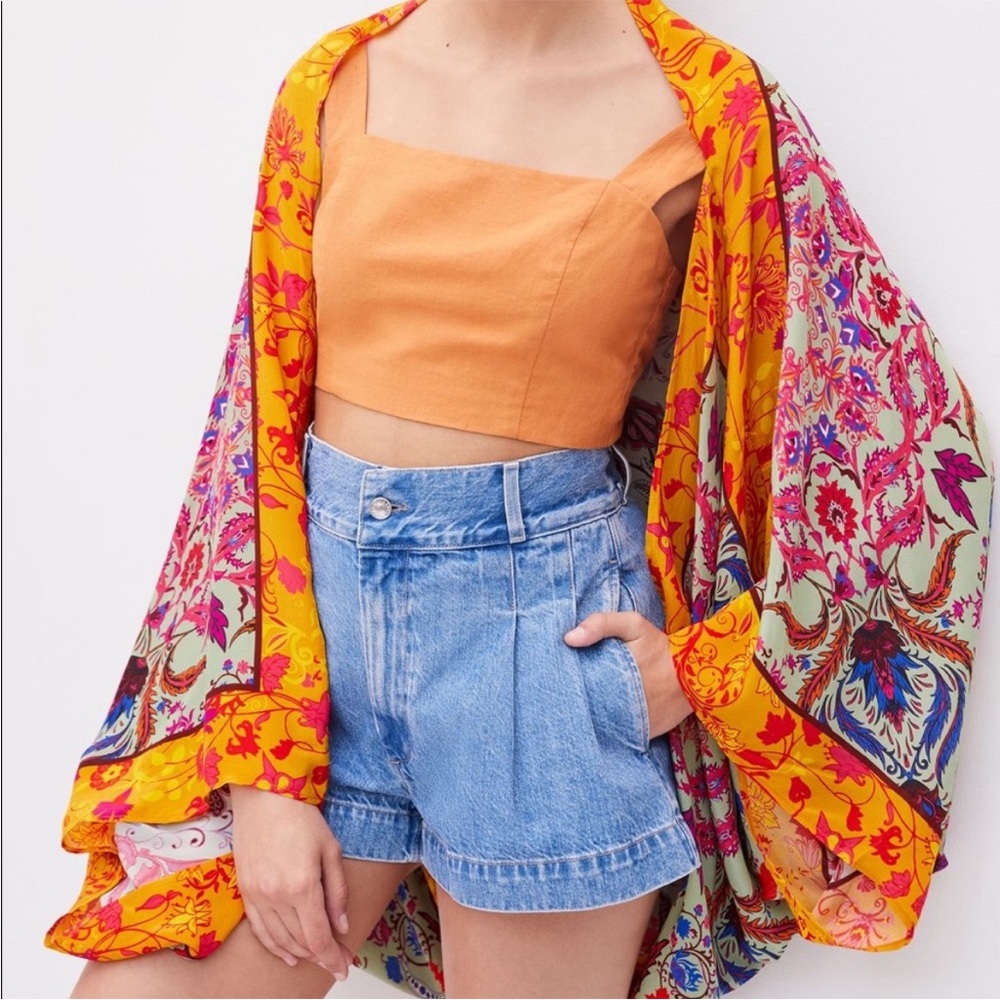 Anthropologie Vibrant cocoon Floral Kimono